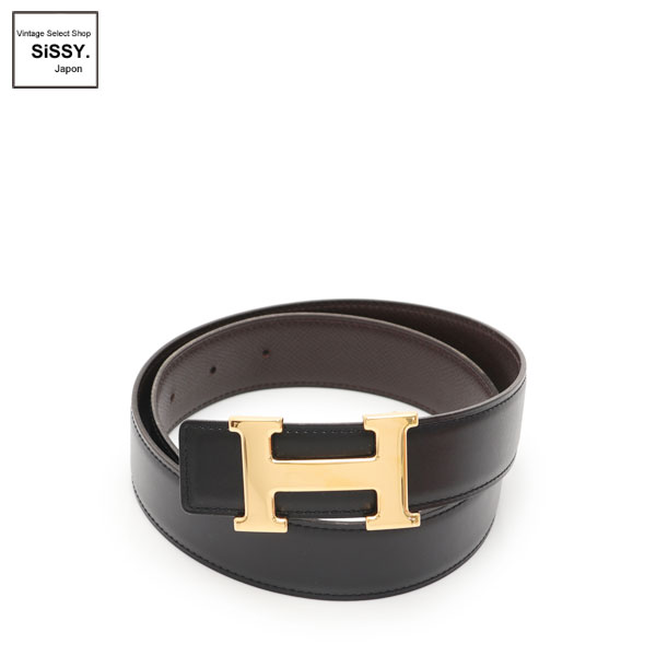 ■エルメス■ コンスタンス Hベルト ボックスカーフ クシュベル ブラウン/ブラック リバーシブル ゴールド金具 □A刻印 【HERMES】