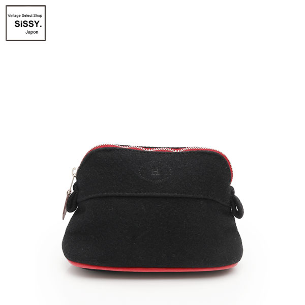 ■エルメス■ ボリード ミニミニ ポーチ フェルト レザー ブラック ピンク 【HERMES】