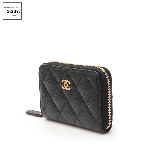 ■シャネル■ ココマーク クラッシック ラウンドファスナーコインケース キャビアスキン ブラック 【CHANEL】