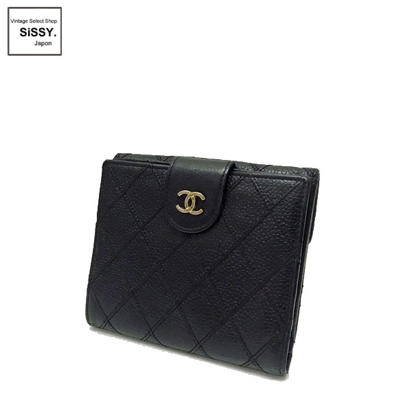 □シャネル□ ビコローレ Wホック 二つ折り財布 キャビアスキン