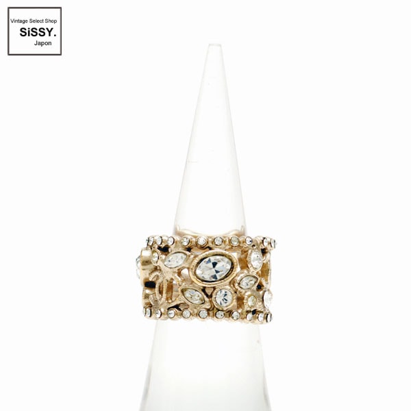 ■シャネル■ ココマーク 指輪 ラインストーン ゴールド 09A 【CHANEL】