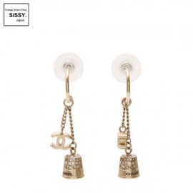 ■シャネル■ ココマーク ベル ピアス ラインストーン ゴールド 【CHANEL】|アクセサリー