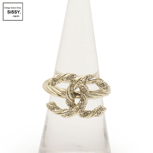 ■シャネル■ ココマーク リング 指輪 ラインストーン ゴールド B14C 【CHANEL】