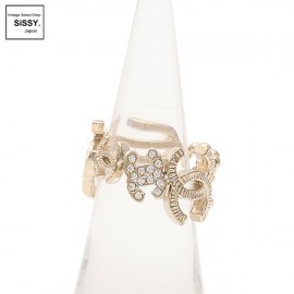 ■シャネル■ マルチココマーク リング 指輪 ラインストーン ゴールド 09A 【CHANEL】|アクセサリー