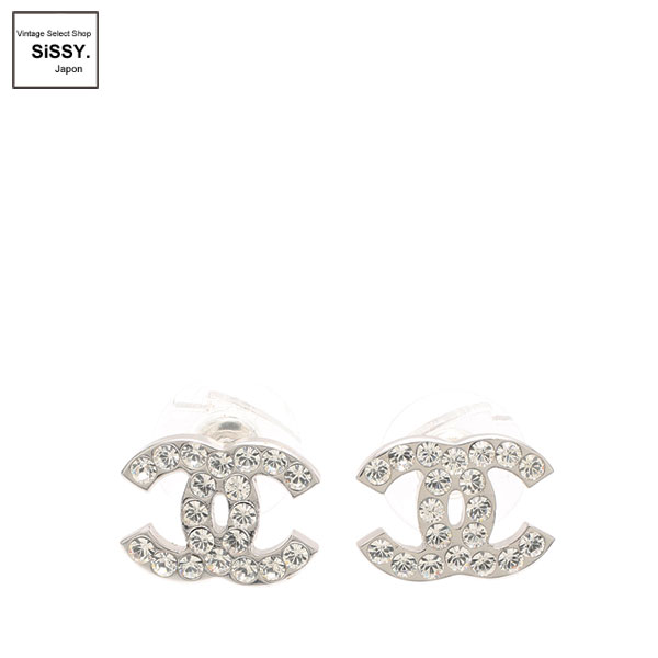 ■シャネル■ ココマーク ピアス シルバー ラインストーン 05V 【CHANEL】