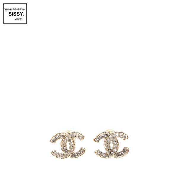 ■シャネル■ ココマーク ピアス ラインストーン ゴールド B14P 【CHANEL】