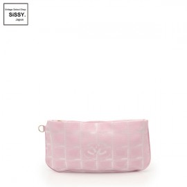 ■シャネル■ ニュートラベルライン ポーチ ナイロンキャンバス レザー ピンク アイボリー 【CHANEL】|バッグ