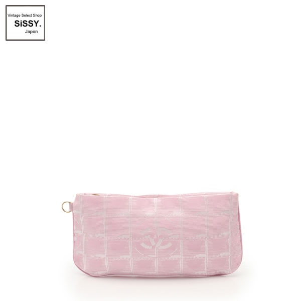 ■シャネル■ ニュートラベルライン ポーチ ナイロンキャンバス レザー ピンク アイボリー 【CHANEL】