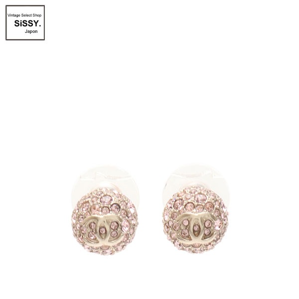 ■シャネル■ ココマーク ボールピアス ラインストーン ゴールド C18B 【CHANEL】