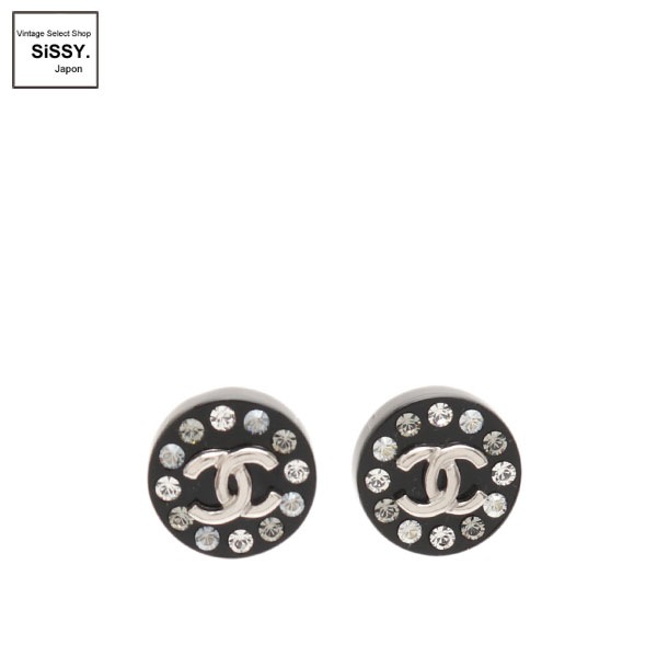 ■シャネル■ ココマーク ピアス ラインストーン ブラック B19C 【CHANEL】