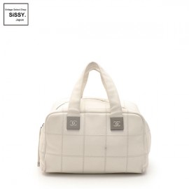■シャネル■ チョコバー ハンドバッグ レザー ホワイト シルバー金具  【CHANEL】|バッグ