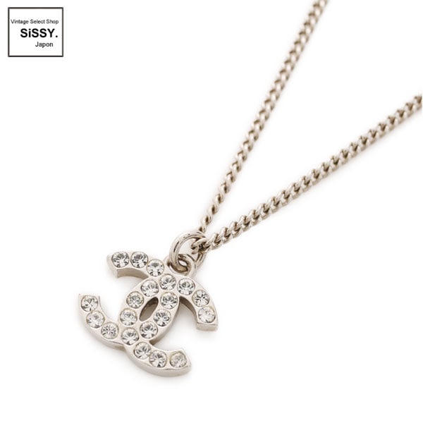 ■シャネル■ ココマーク ネックレス ラインストーン シルバー F12V 【CHANEL】