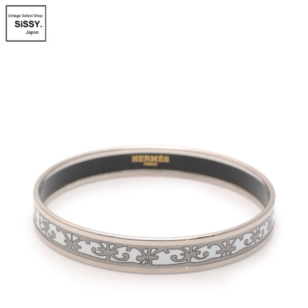 ■エルメス■ エマイユPM カダルキヴィール バングル 七宝焼 ホワイト シルバー 【HERMES】