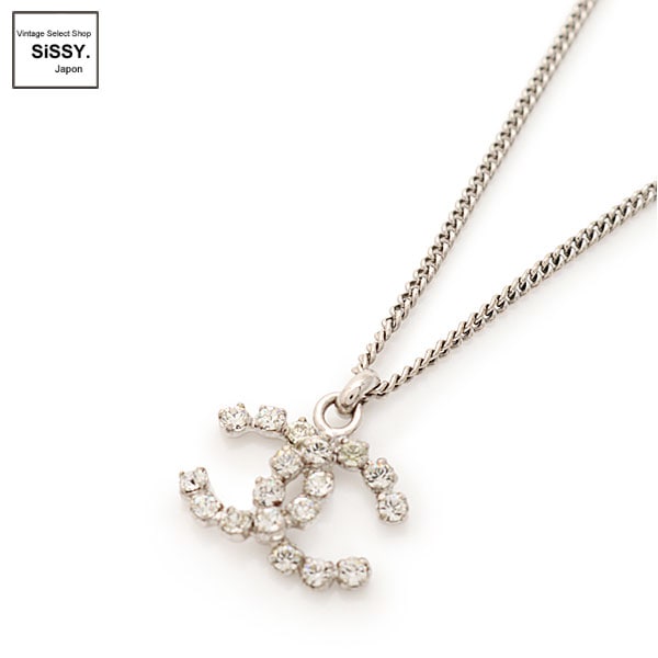 ■シャネル■ ココマーク ネックレス ラインストーン シルバー 04V 【CHANEL】