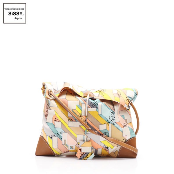 ■エルメス■ シルキーシティPM「ON A SUMMER DAY」 ショルダーバッグ シルク ヴォーバレニア ホワイト マルチカラー X刻印 【HERMES】