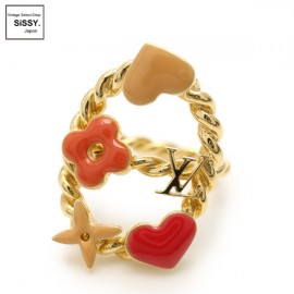 ■ルイヴィトン■ バーグ スウィート モノグラム リング 指輪 ゴールド ピンク ベージュ 約10号 【LOUIS VUITTON】|アクセサリー