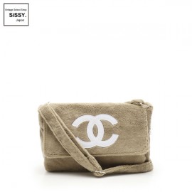 ■シャネル■ PRECISION プレシジョン ココマーク ショルダーバッグ パイル ベージュ/ホワイト ノベルティ  【CHANEL】