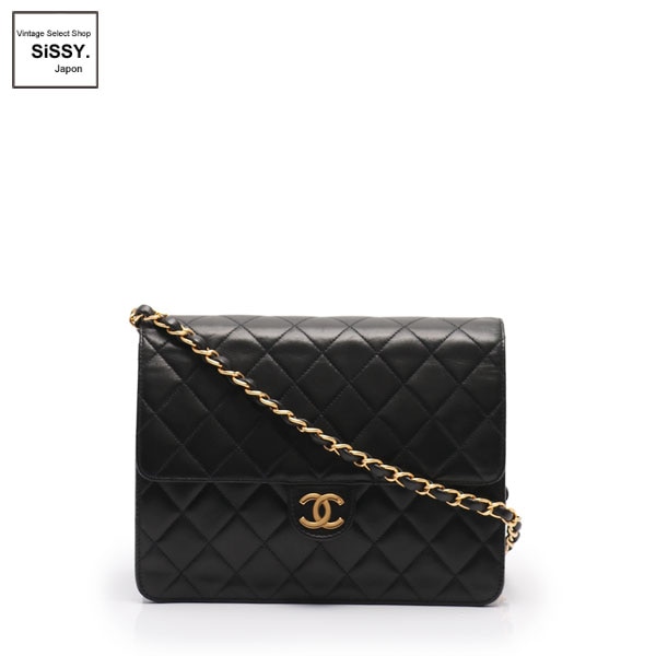 ■シャネル■ マトラッセ チェーンショルダーバッグ レザー ブラック ゴールド金具 差し込み式  【CHANEL】