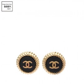 ■シャネル■ ココマーク イヤリング カラーストーン ブラック ゴールド 95C 【CHANEL】|アクセサリー