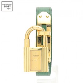 ■エルメス■ ケリーウォッチ 腕時計 レディース クオーツ SS クシュベル ゴールド グリーン 〇Y刻印 【HERMES】