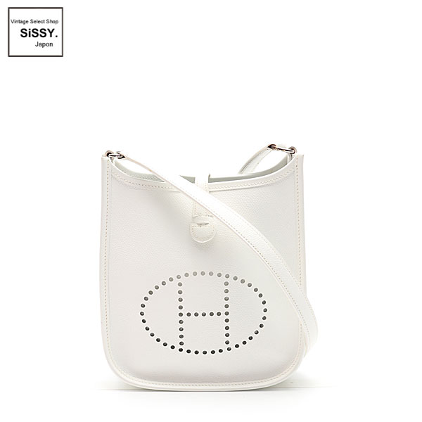■エルメス■ エヴリンTPM ショルダーバッグ ヴォーエプソン ホワイト □H刻印 シルバー金具 【HERMES】