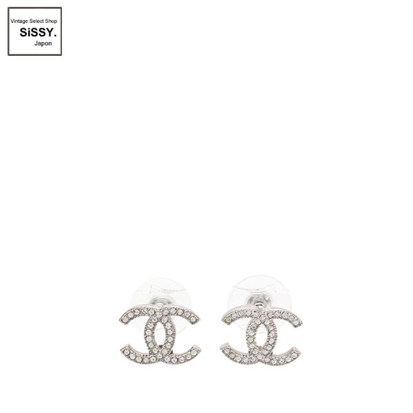 ■シャネル■ ココマーク ピアス ラインストーン シルバー A13A 【CHANEL】
