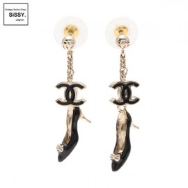 ■シャネル■ ココマーク ピアス 黒 ゴールド パンプスモチーフ 【CHANEL】|アクセサリー
