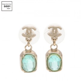 ■シャネル■ ココマーク ピアス カラーストーン ゴールド エメラルドグリーン 07A 【CHANEL】|アクセサリー