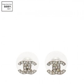 ■シャネル■ ココマーク ピアス ラインストーン シルバー 09C 【CHANEL】|アクセサリー