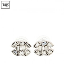■シャネル■ ココマーク ピアス ラインストーン シルバー クリア 01P 【CHANEL】|アクセサリー