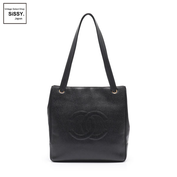 ■シャネル■ ココマーク トートバッグ キャビアスキン ブラック ゴールド金具  【CHANEL】