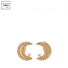 ■シャネル■ ココマーク イヤリング ゴールド ラインストーン ムーンモチーフ 01P 【CHANEL】|アクセサリー