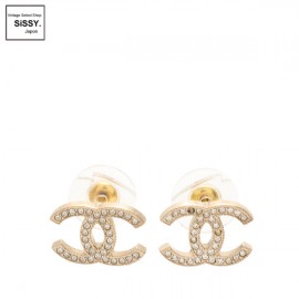 ■シャネル■ ココマーク ピアス ゴールド ラインストーン 14V 【CHANEL】|アクセサリー