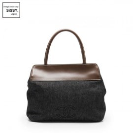 ■シャネル■ ココマーク トートバッグ デニム レザー ダークネイビー ブラウン  【CHANEL】|バッグ