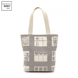 ■シャネル■ ウィンドウズライン トートバッグ キャンバス アイボリー グレー  【CHANEL】|バッグ