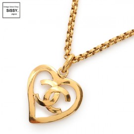 ■シャネル■ ココマーク ハート ネックレス ゴールド ヴィンテージ 95P 【CHANEL】