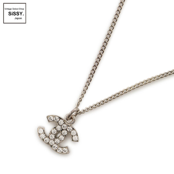 ■シャネル■ ココマーク ネックレス ラインストーン シルバー 06V 【CHANEL】