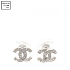 ■シャネル■ ココマーク ピアス ラインストーン シルバー F17V 【CHANEL】