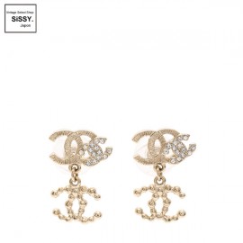 ■シャネル■ ココマーク ピアス ラインストーン ゴールド 09A 【CHANEL】