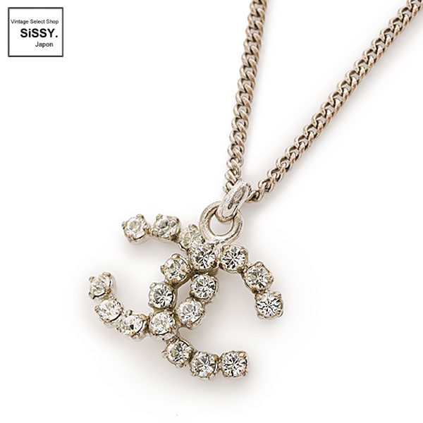 ■シャネル■ ココマーク ネックレス ラインストーン シルバー 04V 【CHANEL】