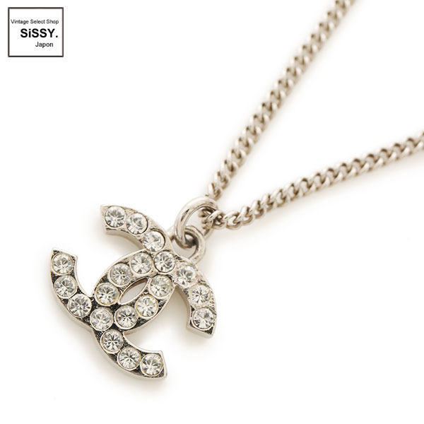 ■シャネル■ ココマーク ネックレス ラインストーン シルバー F13V 【CHANEL】