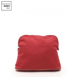■エルメス■ ボリードポーチ 35 ポーチ キャンバス レザー レッド 【HERMES】