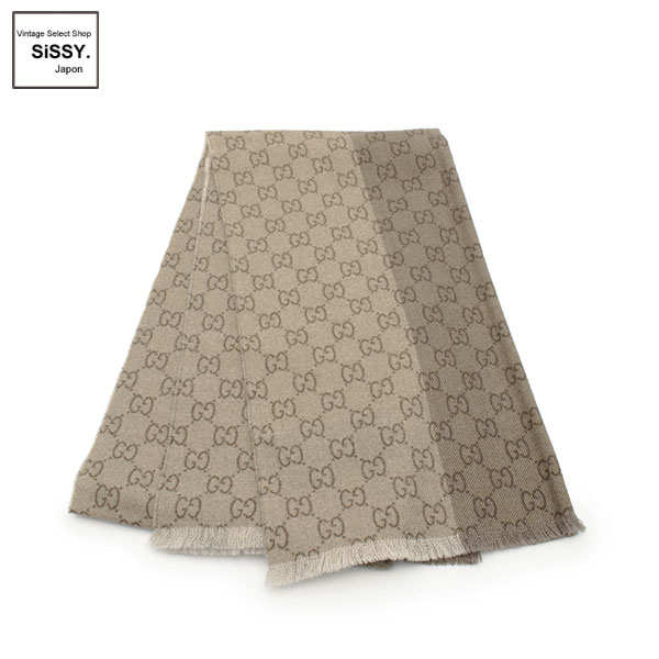 ■グッチ■ GG柄 大判ストール ショール ウール ベージュ ブラウン 【GUCCI】