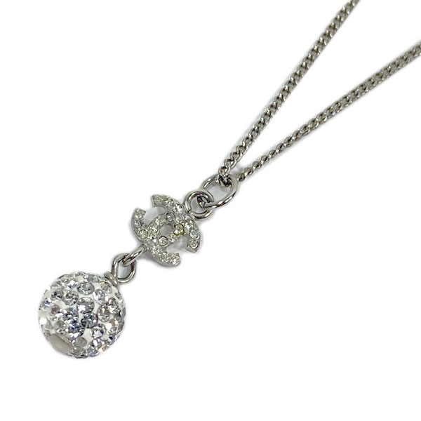 ■シャネル■ ミラーボール ココマーク ネックレス ラインストーン シルバー B11P 【CHANEL】