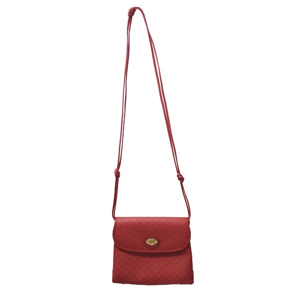 ■グッチ■ オールドグッチ 斜めがけ ショルダーバッグ PVC/レザー レッド 【GUCCI】