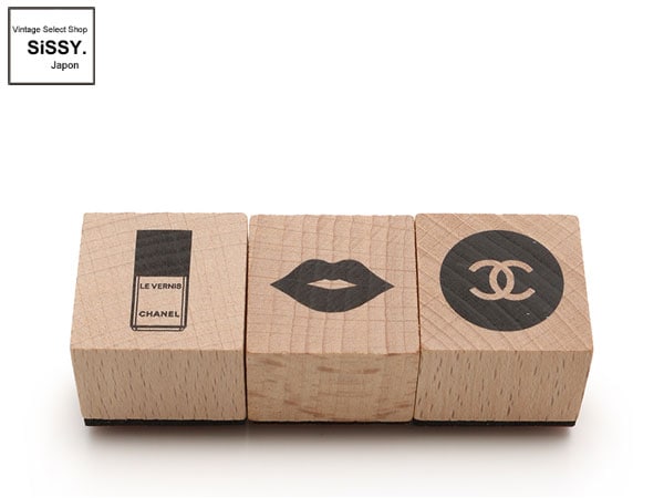 ■シャネル■ 木製スタンプ 3点セット 朱肉付 ノベルティ 【CHANEL】