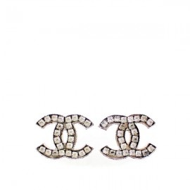 ■シャネル■ ピアス ココマーク ラインストーン シルバー 08A   【CHANEL】