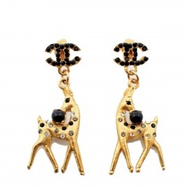 ■シャネル■ ピアス バンビ ココマーク ラインストーン ゴールド ヴィンテージ   【CHANEL】