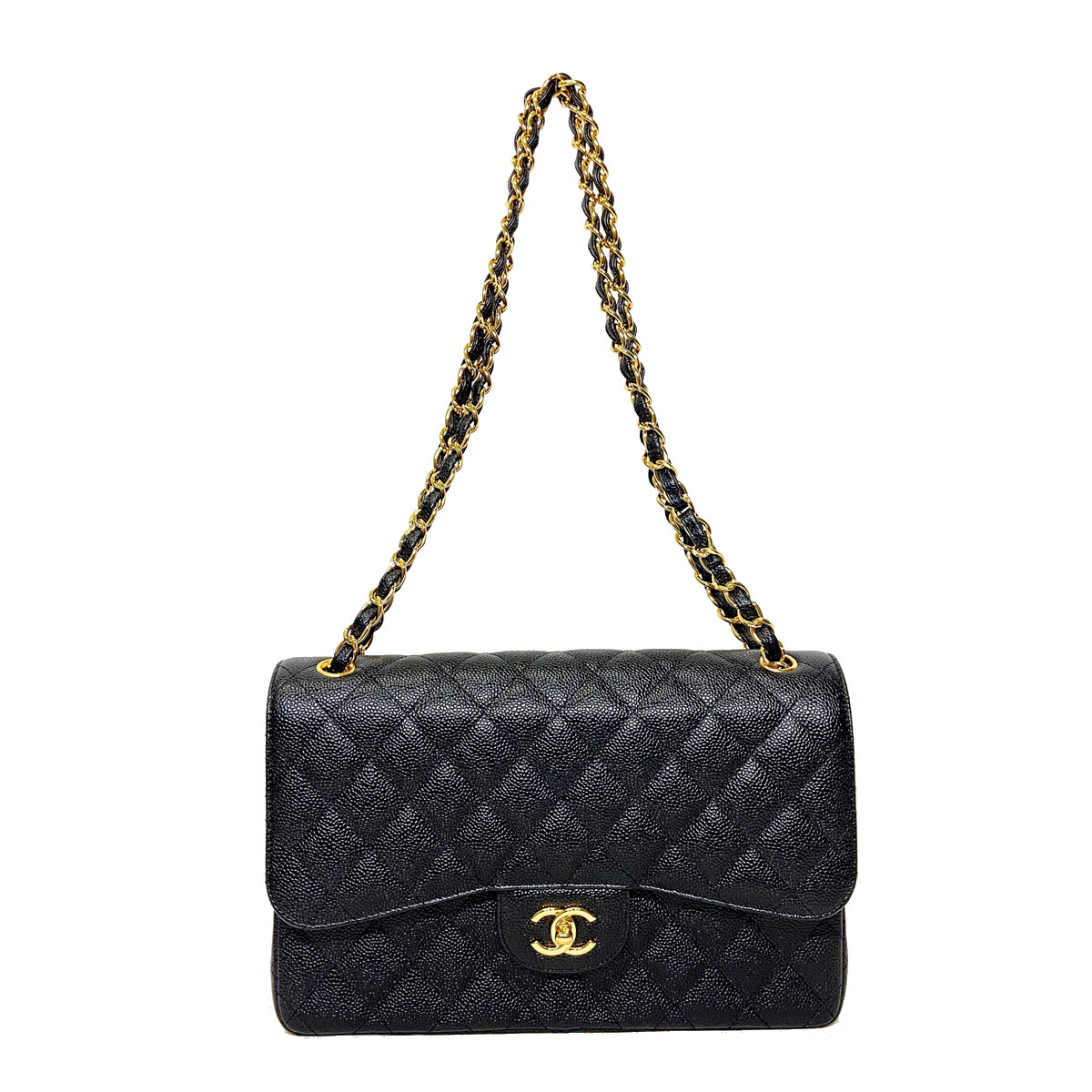 ■シャネル■ マトラッセ チェーンショルダーバッグ キャビアスキン 30cm ブラック 23番台  【CHANEL】