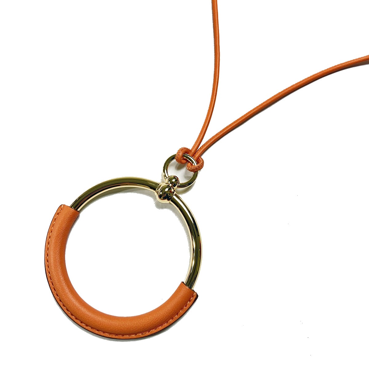 ■エルメス■ ペンダント ネックレス ループ グラン オレンジ ゴールド金具 2020年製 【HERMES】